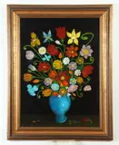 Charles Jay, Floral Bouquet in Turquoise Vase, Oil on canvas