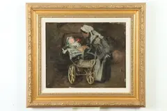 Marcellin Desboutin, La Bonne Et la Voiture D'Enfant, Oil on canvas