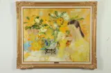 Le Pho, Seated Woman and Man with Vase of Flowers, Oil on canvas