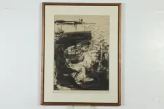 Norman Arthur Bate, Mousehole Mole, Etching