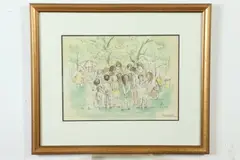 Aaron Sopher, Bryn Mawr Fair, Pen and ink with watercolor