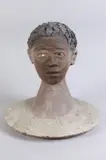 American School, Untitled, BUST OF BLACK MAN, plaster mixed media sculpture - Height: 16 in