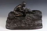 Frederik Johannes Kruger, BLACK MINER, 1930. inscribed in German and signed, Bronze - Height: 15 1/2 in. x 23 in