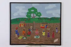 Jean Marie Obin, Au Marche, Gouache