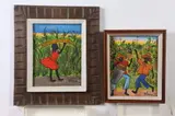 Vieux, GIRL IN RED DRESS and DRUMMER: TWO WORKS, each signed lower right, Oil on board