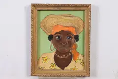 Babette, PORTRAIT OF WOMAN IN HAT. signed lower left, Oil on board