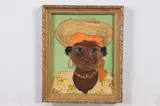 Babette, PORTRAIT OF WOMAN IN HAT. signed lower left, Oil on board