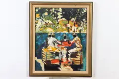 Hv Salvatori, Card Game, Oil on board