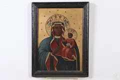 Russian Icon, Untitled, MADONNA AND CHILD, oil on tin