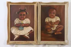 Lena Harter, HAROLD GOT SUE FOR CHRISTMAS: PAIR, each signed lower right; also signed, Oil on board