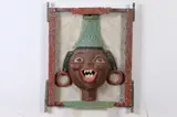 American Folk Art, Black Woman with Hoop Earrings, BLACK WOMAN WITH HOOP EARRINGS, mixed media painted relief