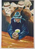 Peace, Bar Scene, Oil on canvas