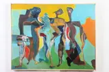 Frank V. Dudley, Abstract Figures, Oil on board