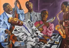 Dingo, Five Jazz Muscians, Oil on canvas
