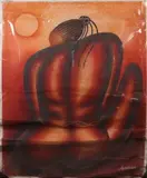 Moonshenga, Seated Female Nude, Oil on canvas unstretched