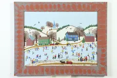 Jim B. McClosky, Skating on Pond, Oil on canvas