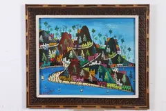 Préfète Duffaut, Along the Waterfront, Oil on board