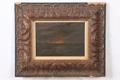 Attributed Ruel P. Tolman, SUNSET OVER WATER and SPRING LANDSCAPE: TWO WORKS, identified on label verso, Oil on panel