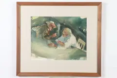 Two Men Drinking by Kenneth Dale Draper, Watercolor, sold Oct 2020