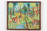 Haitian School, Village Along Water, VILLAGE ALONG WATER, oil on canvas