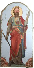 Saint by Continental School, SAINT, oil on contoured canvas in "as is" condition., sold Oct 2020