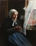 Continental School, Portrait of Elderly Woman by Window