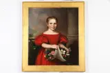 American School, Portrait of Young Girl with Flowers
