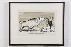 Pat Oliphant, Unity (Degaulle & Nixon), 1969, India ink over pencil on duoshade artist's board