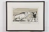Pat Oliphant, Unity (Degaulle & Nixon), 1969, India ink over pencil on duoshade artist's board