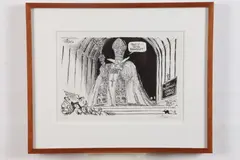 Pat Oliphant, TWO WORKS: THE VOWS OF POVERTY, 2004 and CELEBRATION OF SPRING, 2002, First, reproduction print made from an original pen and ink drawing on archival paper; signed and numbered by the artist