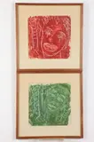 E. Roscoe, RED PORTRAIT and GREEN PORTRAIT, Gouache on paper. - Each, 10 in. x 10 in., as