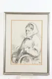 Glenn Hinshaw, Portrait of Peasant Woman, Charcoal and pencil