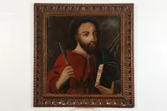 Cuzco School, San Bartolome de Las Casas, SAN BARTOLOME DE LAS CASAS, oil on canvas with hand carved Brazilian frame