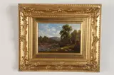 Henry Harold Vickers, Sheep Grazing by Stream in Mountain Landscape, Oil on metal panel