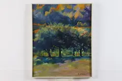 Kay Jackson, Plum Trees in Landscape, Oil on canvas
