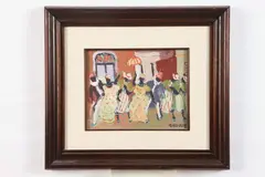 Galloza, Black Figures in Fancy Dress, Oil on board
