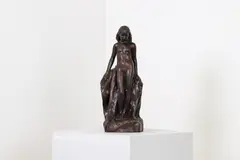 Hamo Thornycroft, Untitled, a bronze study of a nude before a rock