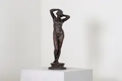 Hamo Thornycroft, Untitled, a bronze study of a nude with her arms raised