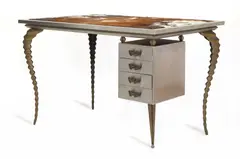 Mark Brazier-Jones, Mark Brazier-Jones (b.1956), the rectangular steel top with an inset cowhide top