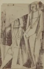 Robert Johnson Washington, Robert Johnson Washington (1913-1997) Studies of two figures graphite and iron oxide 39.5 x 25.5cm
