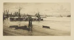 William Washington, William Washington (1885-1956) ‘Greenwich Reach’ an engraving
