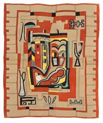 'Michael O'Connell (1898-1976) 'Sun Bathing' paste resist on rayon 210 x 180cm . by Michael O'Connell, sold May 2022