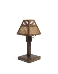 Frederick L. Roehrig, Table Lamp, wrought iron, mica, unmarked
