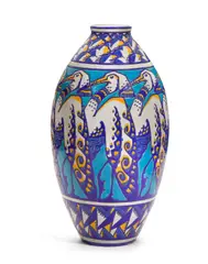 Charles Catteau, Monumental Vase, glazed earthenware, marked 'D