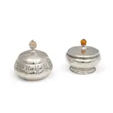 Christian F. Heise, Two Modernist Covered Bowls, sterling silver, both with assay marks of Christian F