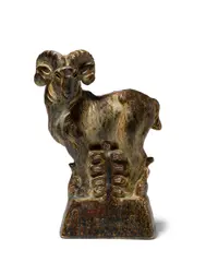 Ram Sculpture by Knud Kyhn, for Royal Copenhagen, glazed stoneware, signed 'KK', in glaze '21190', stamped 'ROYAL COPENHAGEN DENMARK', sold Oct 2019