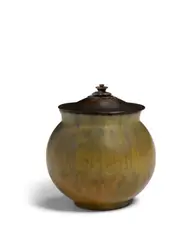 Patrick Nordström, Lidded Jar, for Royal Copenhagen, glazed stoneware, patinated bronze