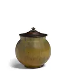 Patrick Nordström, Lidded Jar, for Royal Copenhagen, glazed stoneware, patinated bronze