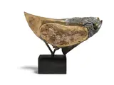 Mário Agostinelli, Brutalist Fish on Stand, patinated bronze, petrified fish, marble