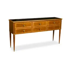 Buffet by Paolo Buffa, for Marelli & Colico, inlaid fruitwood, glass, brass, offered Oct 2019